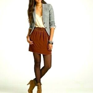 J. Crew Brown Velvet Skirt Elastic Waist Lined Size 2